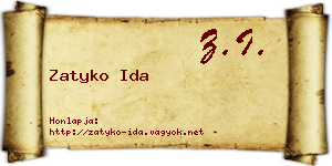 Zatyko Ida névjegykártya